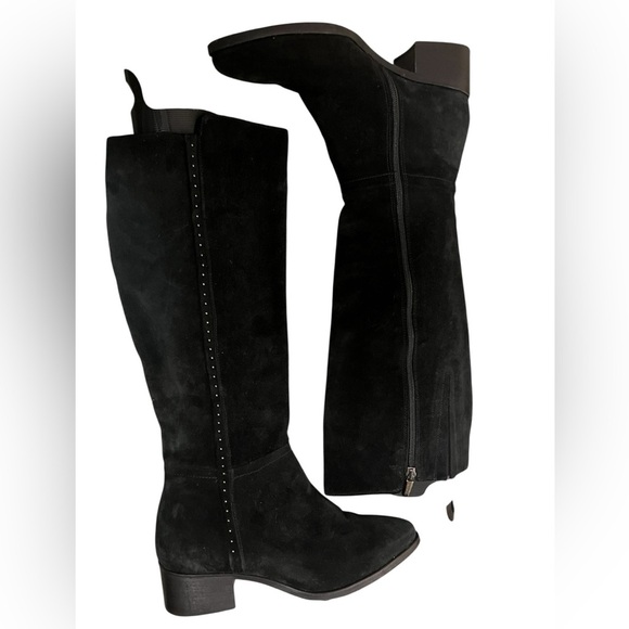 Italeau Fiamma Nero black suede studded knee high boots Handmade in Italy - Picture 7 of 11